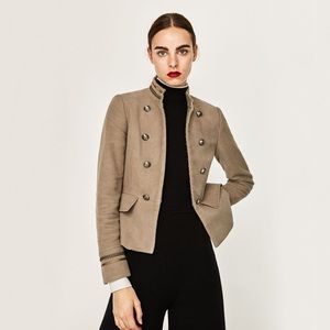 Zara Blazer Light Olive Green with Hidden Metal Eye Hook Closure